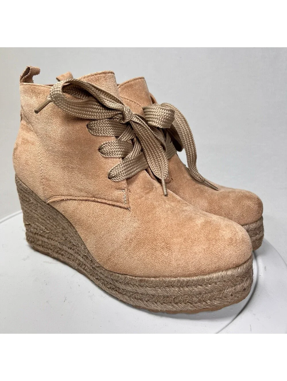 Women's Fashion Jute Rope Casual Wedge Ankle Boots Size 9